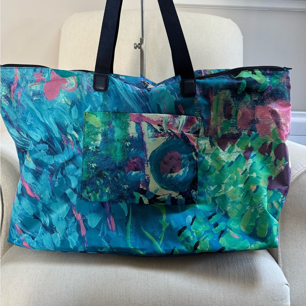 Tumi Tote; St. Jude - Abstract Ocean Print Tote Bag - Blue - Picture 2 of 6